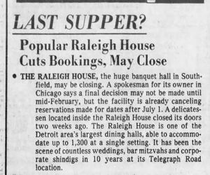 The Raleigh House - JAN 1978 ARTICLE ON POSSIBLE CLOSING (newer photo)
